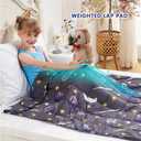 yescool Weighted Blanket 5 Pounds Cooling Weighted Lap Blanket, Star Galaxy Moon Heavy Blankets for Sleeping, Washable Weighted Throw Blanket for 40-60lbs, 36"x48"