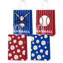16 PCS Baseball Gift Bags - Baseball Theme Party Supplies with Handle - Treat & Favor Bags