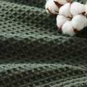 Bedsure GentleSoft 100% Cotton Blanket Queen Size for Summer - Breathable Lightweight and Soft, Basket Waffle Weave Woven Aesthetic Blankets for Women Gift, Home Decor, Olive Green, 90x90 inches