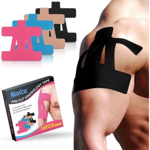 16PCS Precut Kinesiology Tape for Shoulder,Shoulder Tape for Pain Relief&Support Waterproof and Breathable,Tape for Shoulder Support & Muscle Sport