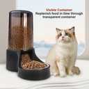 Automatic Cat Feeder, 3.8L Large Gravity Cat Food Dispenser with Detachable Top Lid, Visible Bottle and Stainless Steel Bowl for Pets (Full Black)