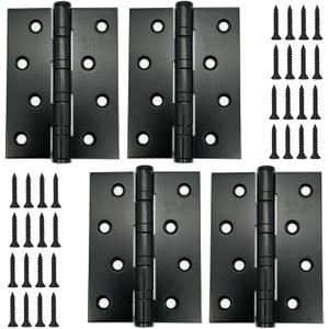 LAFULER 4 Pack Stainless Steel 4in100MM 3in74MM 304 Bearing Door Hinge, with Square Corners for Exterior & Interior Doors, Black Door HingeThickness: 0.075 inches (1.9MM)