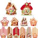 30 Sets Christmas Cards Candy Domes for Crafts, DIY Greeting Gift Cards with Hanging Rope Treat Holders for Xmas Tree Ornaments Winter Party Favors Supplies(Gingerbread House)