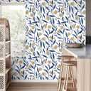 HAOKHOME Peel and Stick Wallpaper Boho Floral White/Navy/Tan Bathroom Wall Paper Stick on Contact Paper 17.3in x 32.8ft