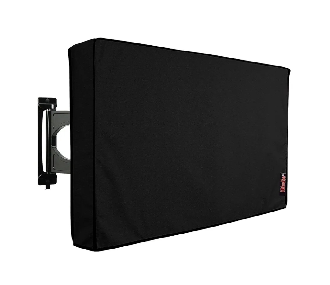 iBirdie Outdoor TV Cover 52 to 55 inch Weatherproof, Cover Size 52''L x 31''H, Waterproof for Outside Flat Screen 52 to 55 inch TV, Black, 600D Thick Fabric Screen Protector with Bottom