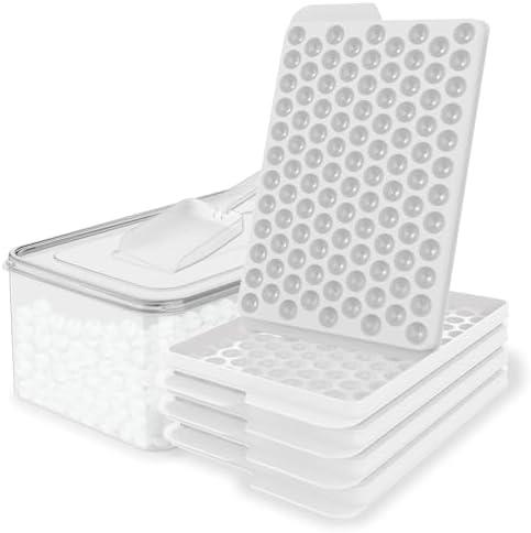 WIBIMEN Mini Ice Cube Trays, Small Tiny Round Pebble Crushed Nugget Ice Trays for Freezer with Lid - Chilling Drinks Coffee Juice(2 Pack/0.55In - White)