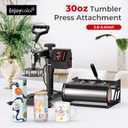 Pro 15x15 Heat Press with 30 OZ Tumbler Attachment, 8in1 Combo Tumbler Heat Press for T-Shirts, Tumblers Glass Cans Mugs Hats, and Plates (Black)