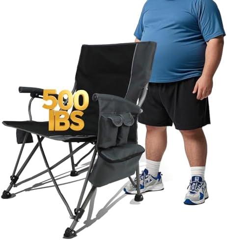 Heated Camping Chairs Adults Folding: Oversized Foldable Outdoor Chair for Outsides with Cup Holder – Heavy Duty Heating Portable Chair Sports Fishing Soccer Lawn Camping Furniture (Grey, Oversized)
