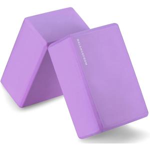 Fitvids Set of 2 High Density Yoga Blocks, 9"x6"x4" Each, Pair, Multiple Colors (Purple)
