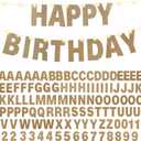 TaoBary 112 Pcs DIY Letter Kit Glitter Customizable Banner Letters Include 107 Letters and Numbers 3 Rope and 2 Needles for Birthday Halloween Christmas Wedding Valentine Party Decor (Champagne Gold)