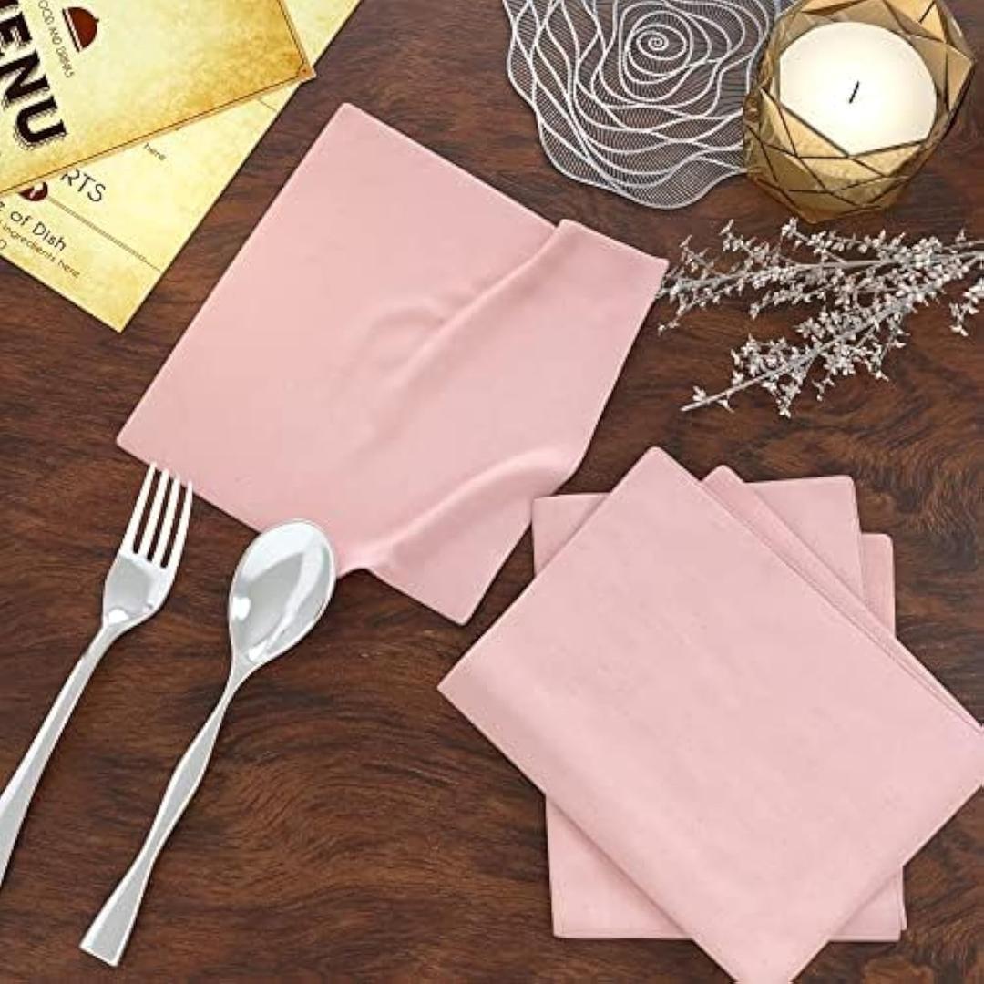85% Cotton 15% Linen Dinner Cloth Set of 4 Napkins for Everyday Use Over Sized Easter Special Mitered Corners Napkins, Pre Shrunk Good Absorbency Ultra Soft Quality18x18 in(Blush Pink)