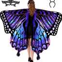 Tibeha Halloween Butterfly Costume for Women - Adult Wings Cape Shawl with Lace Mask and Antenna Headband (Purple-5020)
