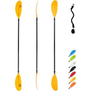OCEANBROAD Kayak Paddle  Alloy Shaft Kayaking Boating Canoeing Oar with Paddle Leash (Yellow), Size: 90.5''- 2 Paddles