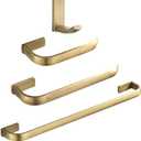 WINCASE Brass Bathroom Accessories, Bath Towel Holder Antique, Towel Bar Set Toilet Paper Holder Robe Hook Brushed Brass Wall Mounted