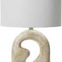 Creative Co-Op Modern Abstract Sculptural Table Lamp with Drum Shade, Distressed Natural
