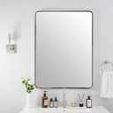 ANDY STAR 40X30 Chrome Bathroom Mirror, Polished Chrome Bathroom Vanity Mirror, Rounded Rectangle Mirrors for Wall, SUS304 Anti-Rust Tube Metal Frame, Wall Mounted Horizontal/Vertical 1 Deep