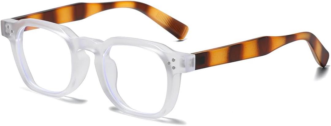 Gleyemor Stylish Blue Light Glasses for Men Women, Fashion Computer Glasses HD Clear Anti Blue Ray Lens, 04 Matte Transparent Frame 