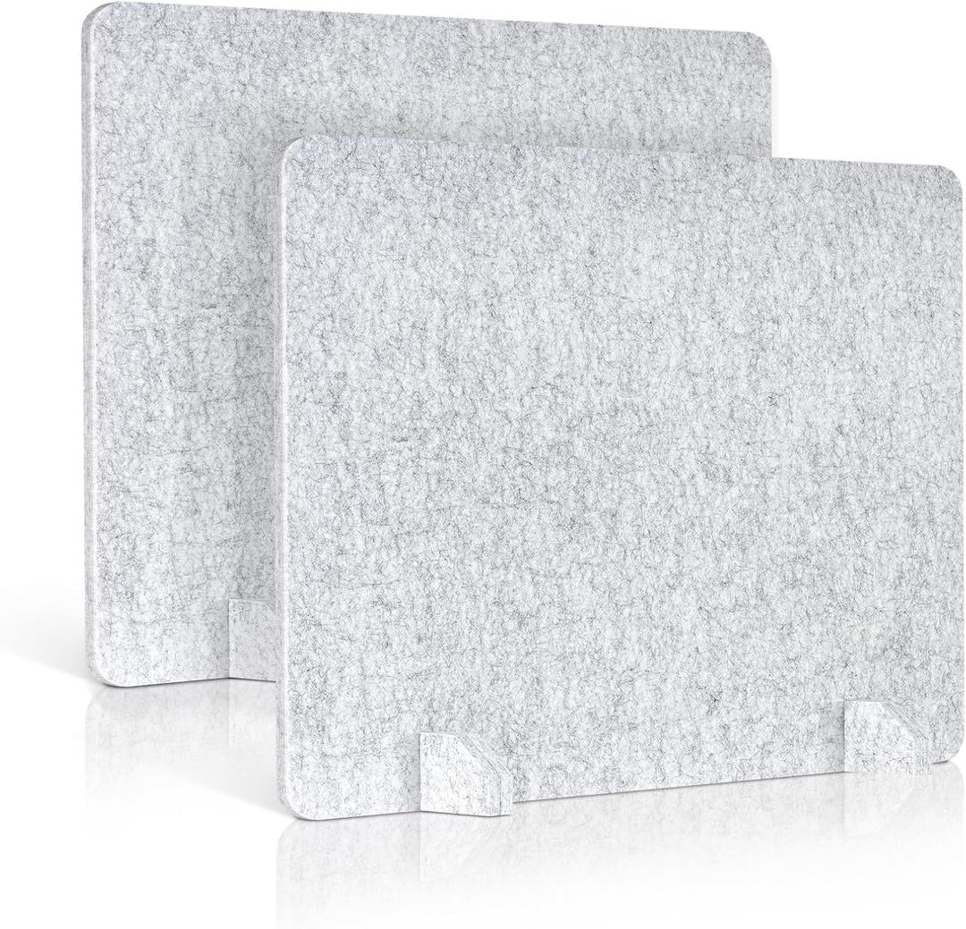 2 Pack Acoustic Desk Dividers, 24" x 20" (Silver Gray)