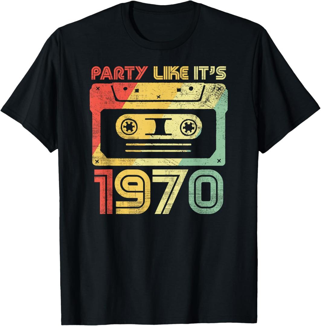 Party Like It's 1970 Retro 70s Party Outfit Costume T-Shirt (XL, Black)