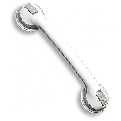 Safe-er-Grip Changing Lifestyles Suction Cup Grab Bars For Bathtubs & Showers; Safety Bathroom Assist Handle, White & Grey, 16 Inches