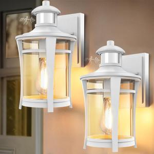 Lamomo Porch Lights Outdoor White, 2-Packs Dusk to Dawn Wall Light Fixtures, Exterior Front Sconces Wall Mount Lighting, Waterproof Anti-Rust Outside Lights for House, Garage, Entryway