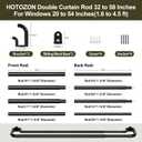 Double Curtain Rods 32 to 58 Inches, HOTOZON Blackout Double Curtain Rods for Windows 20 to 54 Inches (1.6-4.5 ft), 6/8 Inches Wrap Around Room Darkening Telescoping Drapery Rod, Black