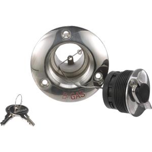 Seachoice 32051 Deck Mount Gas Fill Plate with Locking Cap – Cast 316 Stainless Steel – Includes 2 Keys, Polished, One Size