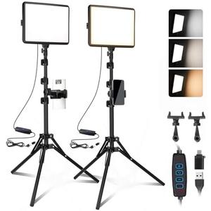 2-Pack LED Video Light Kit, NiceVeedi Studio Light, 2800-6500K Dimmable Photography Lighting Kit with Tripod Stand&Phone Holder, 73" Stream Light for Video Recording, Game Streaming, YouTube