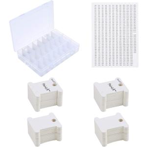 Peirich Embroidery Floss Organizer Box - 24 Compartments with 100 Hard Floss Bobbins and 459 Color Number Stickers