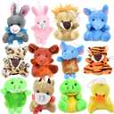 12 Pack Small Stuffed Animals, Mini Plush Keychain Exchange Gifts Pinata Stuffers Party Favors Bulk Toys Treasure Box for Classroom Rewards Carnival Prizes for Kids