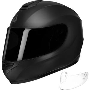 TRIANGLE Motorcycle Helmets Full Face Motorcycle Helmet for Men & Women with Tinted and Clear Visor Meet Dot Approved (Matte Black, S)