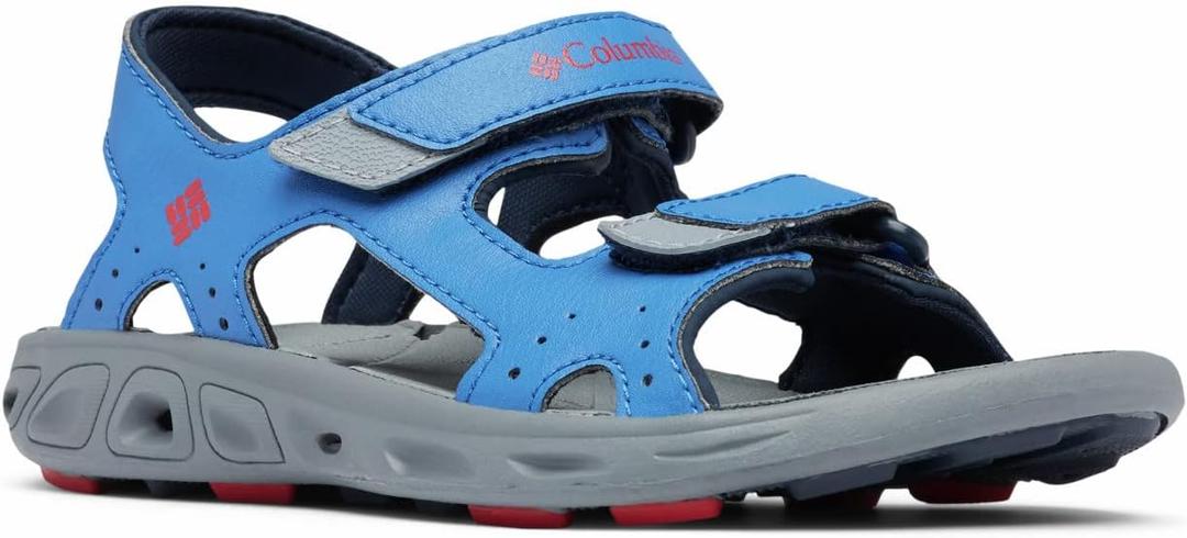 Columbia unisex-child Techsun Vent SandalSport Sandal (5 Big Kid, Stormy Blue, Mountain Red)