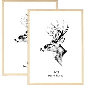 Yaetm 18x24 Poster Frame Set of 2, Natural Solid Oak Wood Picture Frame 18x24 for Photos, Posters & Art Prints, Wall Gallery for Horizontal and Vertical Wall Mount (2 pack, Oak)