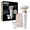 Braun Silk-pil 9 Flex Epilator, 360 Flex and Pivoting Head, Wet and Dry, Includes Shaver Head, Trimmer Comb, SES9-041 3D, Tinted Gold