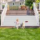 108" Wide Weatherproof Outdoor Retractable Baby Gates Extra Wide with Rust-Proof Stainless Steel Hardware& Waterproof Mesh, Reinforced 9 Ft Extra Long Retractable Dog Gate to Prevent Crawling Through