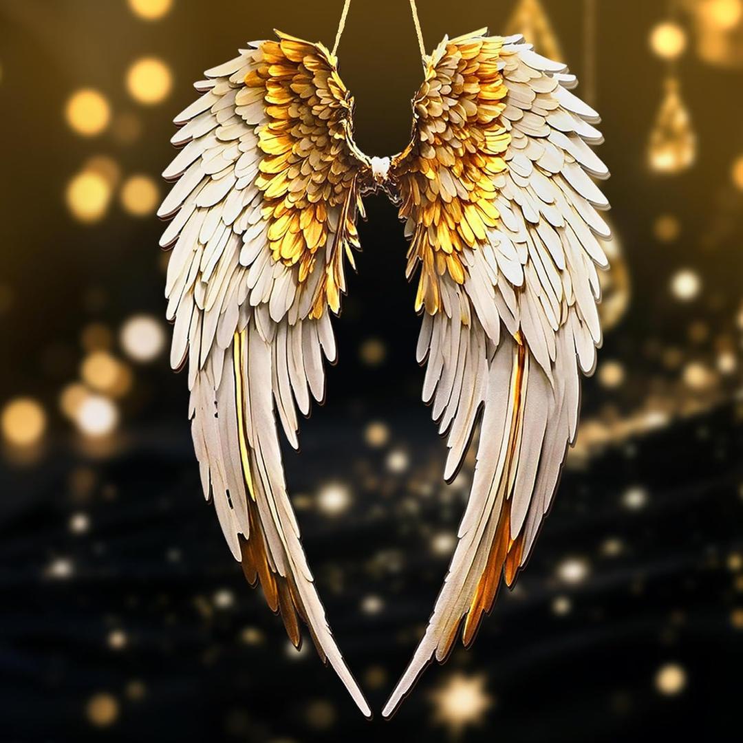 1 Pcs Christmas Angel Wing Door Sign Wooden Angel Wing Hanging Signs Christmas Winter Decorative in Memory Porch Decor for Wall Plaque for Xmas Home Wall Window Decor
