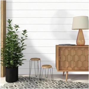 Luxdecor Real Wood Planks for Wall- White Shiplap Boards 5" Peel and Stick Shiplap Boards 10 Pieces Wall Shiplap Planks Board 12.5 Sq Ft