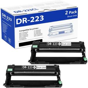 2 Pack DR223CL DR 223CL Black Drum Unit High Yield Replacement for Brother DR223CL DR223 DR-223 Drum Unit MFC-L3770CDW MFC-L3750CDW MFC-L3710CW HL-L3230CDW HL-L3290CDW Printer (No Toner)