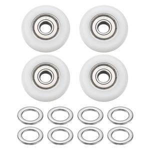PATIKIL 8x35x9mm Ball Bearing Guide Pulley Roller Kit, 4Pcs Nylon Round Wheel Double Metal Sealed Roller Idler Bearing Pulley with 8Pcs Gaskets for Door Furniture Gym Accessories, White