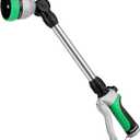 RESTMO Metal Watering Wand, Heavy Duty Garden Hose Wand with 180° Swivel Ratcheting Head, 16-Inch Hose Nozzle Sprayer with 7 Spray Patterns and Flow Control, Ideal to Water Hanging Baskets and Shrubs