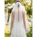 HEREAD Bride Wedding Veil Short Fingertip Length 1 Tier Bridal Tulle Veils with Comb for Women (Ivory)