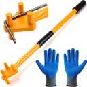 Rebar Bender-Rebar Bender Manual Hand Operated to 5/8" Bar Reverse Head with Anti-slip Protective Sleeve & Gloves, Rebar Bending Tool Ideal for Flat Steel and Steel Rods, Yellow