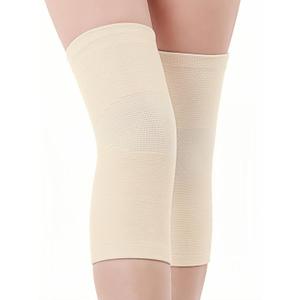 Bamboo Knee Sleeves, 2-Pack Knee Compression Sleeve Women Men Elastic Warm Slip-on Recovery Knee Brace for Arthritis Knee Pain (X-Large, Skin)