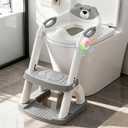 Potty Training Seat SKYROKU Potty Training Toilet with Step Stool Ladder, for Kids Boys Girls Toddlers - Comfortable Safe Potty Seat with Anti-Slip Pads Ladder (8899Music-Black)