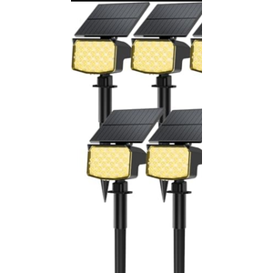 MinPea 4 Pack Solar Spot Lights Outdoor, 2-in-1 Solar Lights Outdoor Waterproof IP65, Solar Powered Landscape Spotlights 3 Modes for Yard Garden Pathway Driveway Tree(Warm White)