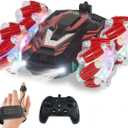 New Gesture Sensing RC Stunt Car with Lights Music, Hand Gesture Remote Control Truck 360 Spins Gifts Toys for 6-12 Years Old Boys (Red)