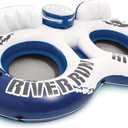 Intex 58837EP River Run 2 Inflatable Floating Lounge: Comfortable Backrests  Built-in Cup Holders  Cooler with Lid  2 Person  440lb Weight Capacity (Blue)