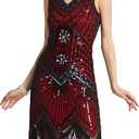 BABEYOND Women's Flapper Dresses 1920s V Neck Beaded Fringed Great Gatsby Dress, Size S