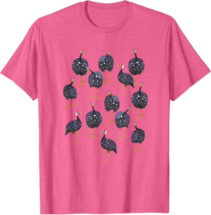 Guinea Fowl Hen Graphic Bird Art Pattern T-Shirt, Medium