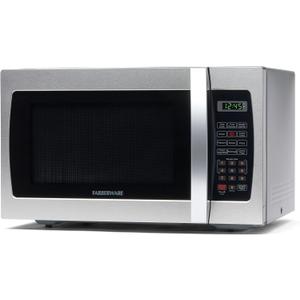 Farberware 1.3 Cu. Ft. Countertop Microwave Oven  1000 Watts Power, Auto Cook Settings, Defrost, Easy Clean and Child Safety Lock - Stainless
